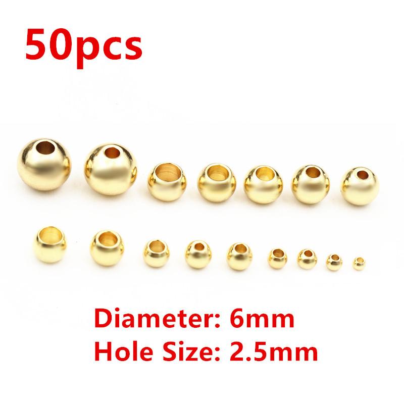 30-100pcs 2-8mm Stainless Steel Gold Color Spacer Beads Charm Loose Bead DIY Bracelets Necklace Beads for Jewelry Making Charms