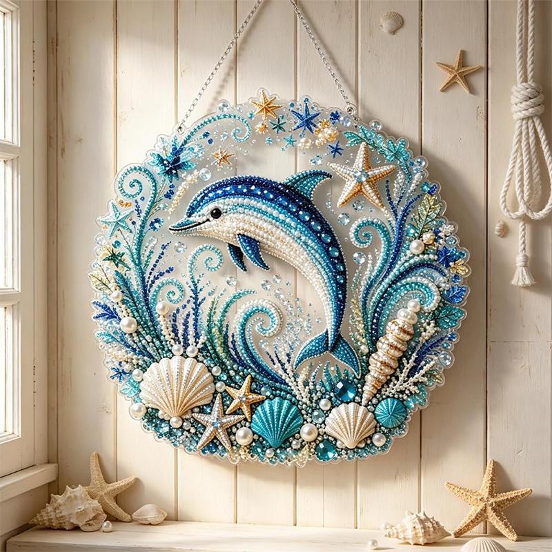 Ozeanperlen Kunst DIY Hängendes Ornament Kit 5D Spezielle Form Diamantmalerei für Erwachsene Fensteraufhängung Dekoration Geschenk für Bastelliebhaber