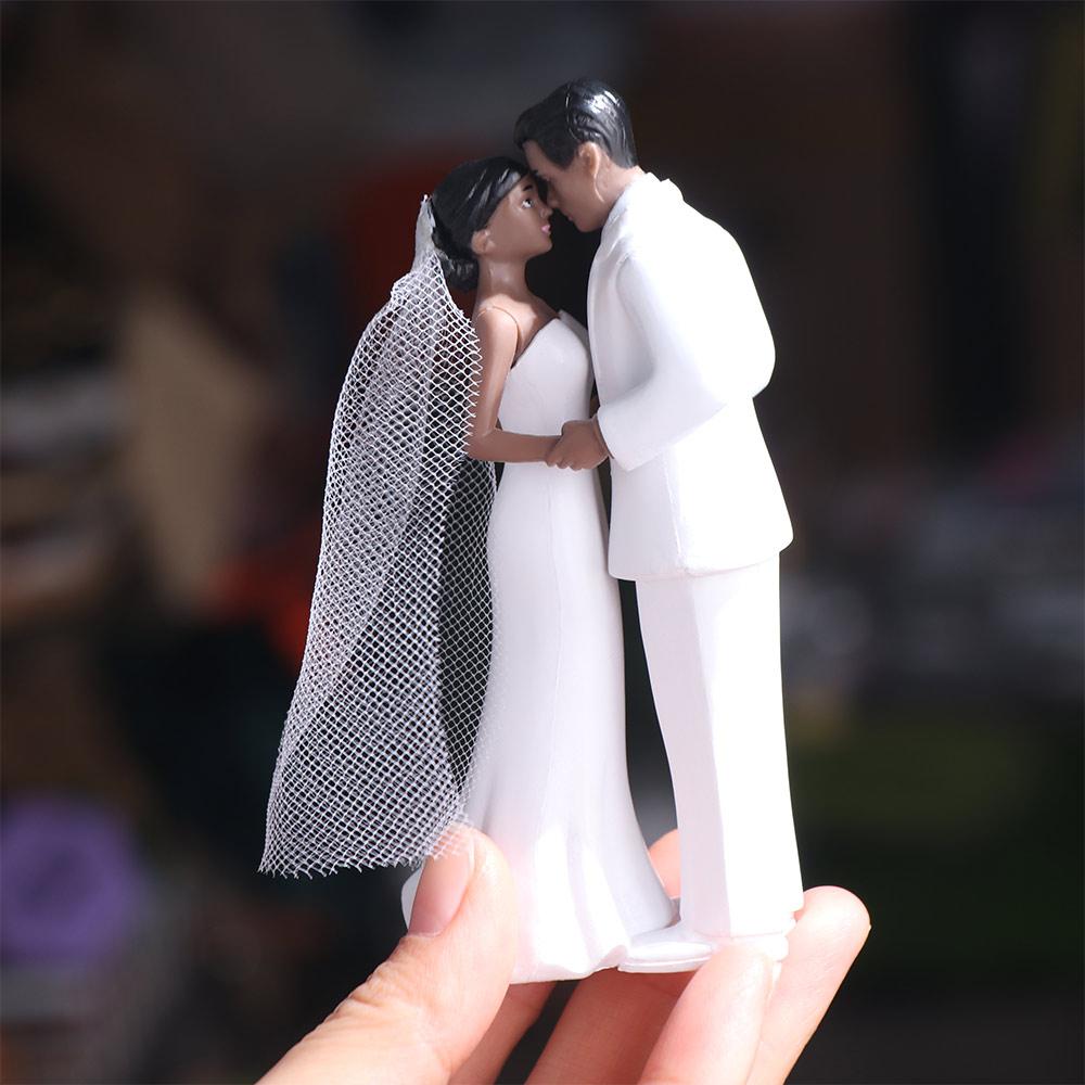 White/Black Couple Wedding Cake Topper Bride & Groom Figurines  Bridal Shower Decoration