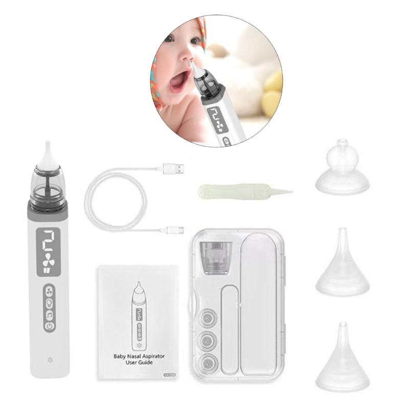 Baby Nose Sucker Set Electric Suction with 3 Gentle Tip Electric Nose Suction Device Gentle Nasal Aspiration for Infant