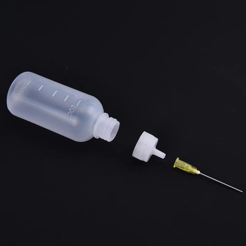 3pcs 50ml Transparent Polyethylene Needle Dispenser Bottle for Rosin Solder Flux Paste plus 3 Needles