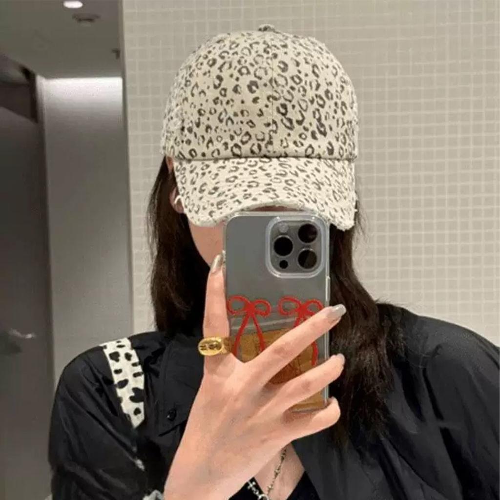 Classic Retro Leopard Print Ripped Wind Baseball Cap Men'S And Women'S Sunshade Personality Retro Hottie Cap