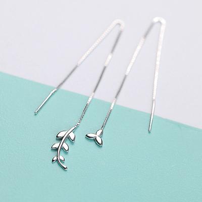 Creative Design Sense Asymmetrical Olive Leaf Earrings Female Mori Small Fresh Literary Leaf Earrings Ear Jewelry Wholesale