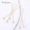 18K Gold Plated CZ Long Stem Pins,3/4/5mm Cubic Zirconia Head Pins For Jewelry Making,DIY Beading Craft,Earrings Accessories