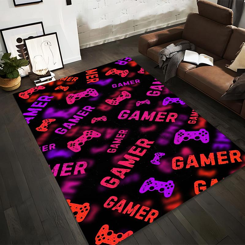 

Gamer Carpet with Red and Purple Controller Pattern on Black Background Suitable for use as an anti-slip for living room bedroom sofas 40x60cm( 15x23in )