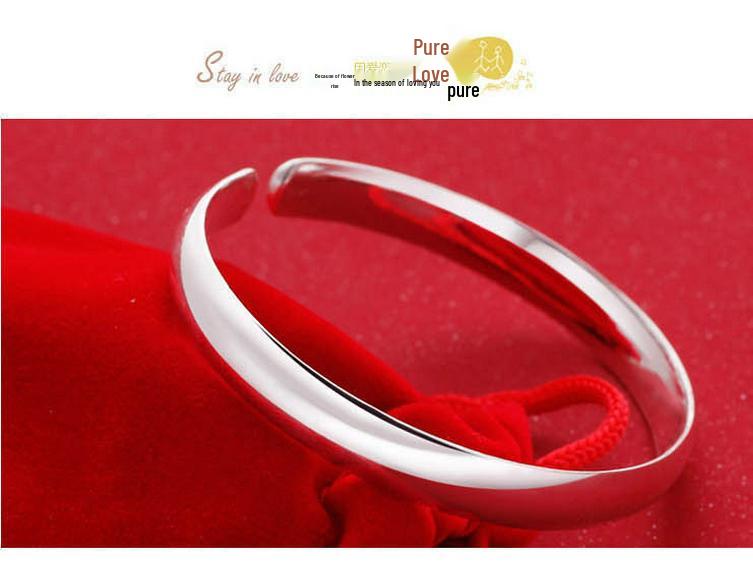 Korean Style Simple Silver Plated White Copper Bangle Bracelet