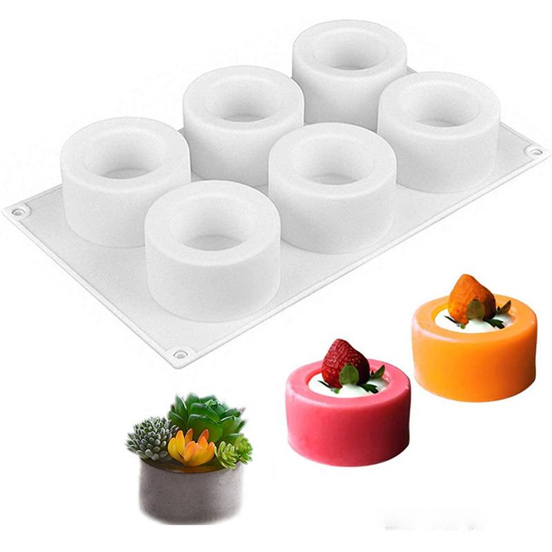 6 Compartments Silicone Pudding Cup Cake Mold French Dessert Mousse Cake Mold