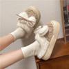 Fashion Bow Fur Slippers for Women Comfortable Flat Thick Sole Household Cotton Shoes 2024 Winter New Women's Plush Warm Slippers