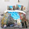 Oil Painting Duvet Cover Set Queen Blooming Sunflowers Twin Bedding Set Blue Sky White Cloud Landscape Polyester Comforter Cover