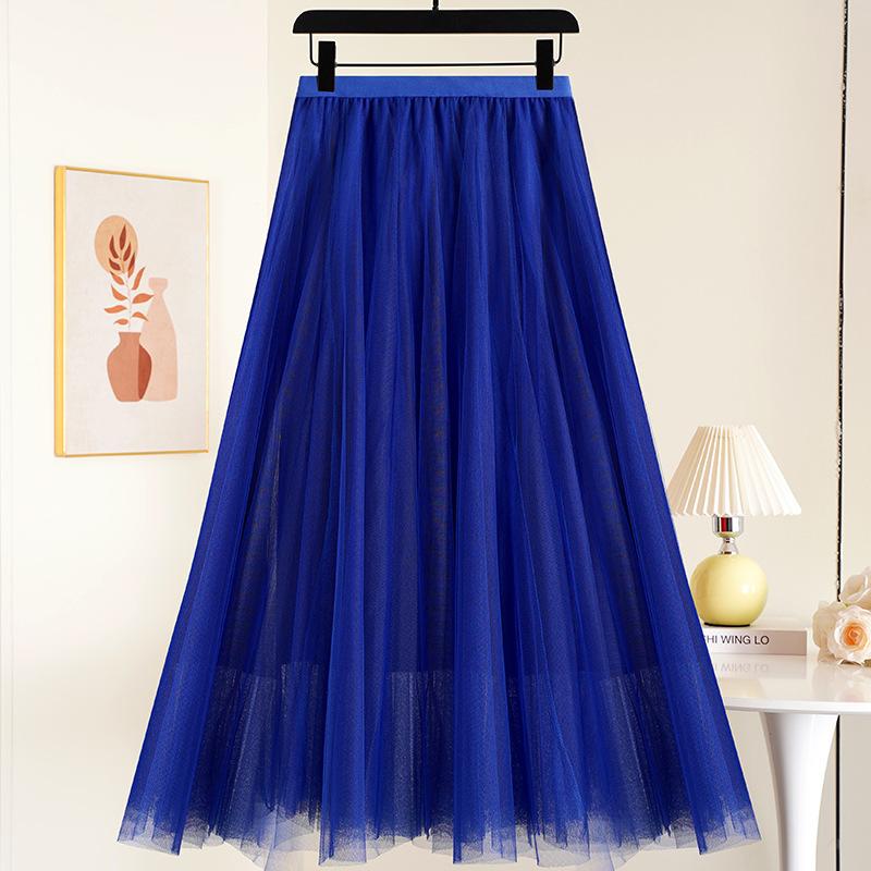 Layered Mesh Skirt for Women Midi Length High Waisted A-line Skirts Women's Halloween Skirts Fairy Tiered Skirt Mesh Elastic Waist Tulle Skirts