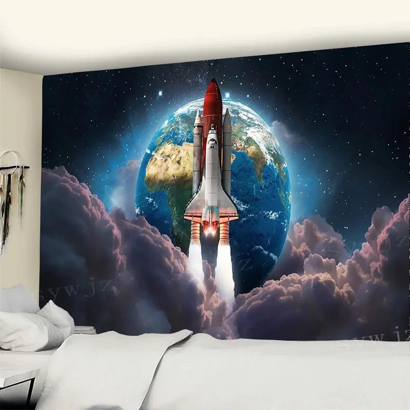 

Запуск космического челнока Подвесная ткань Украшение стены дома Гобелен Гобелен для офиса Гостиная 100x75cm