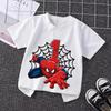 2026 Summer Children's T-Shirt, Featuring a Digital Spider-Man Pattern Design with a Crew Neck