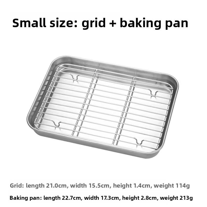Stainless Steel Restaurant Thickened Square Tray Kitchen Tray Household Kitchenware Barbecue Tray Outdoor Barbecu Grill Tray