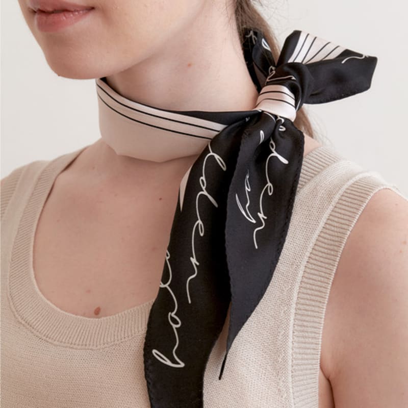 Halden Ray Shape Logo Pattern Silk Scarf (SC004_ivoryblack)