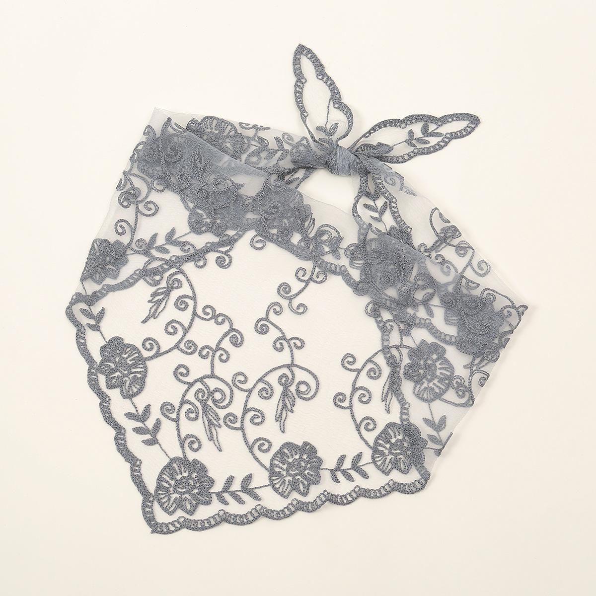 

Headwear Flower Lace Triangle Scarf Summer Black and White Solid Color Headcloth Wedding Lace Cover Female