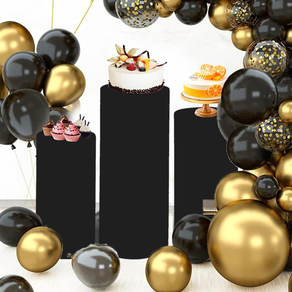3/5pcs Elastic Wedding Cylindrical Base Tablecloth Circular Dessert Table Birthday Party Decoration Cylindrical Pedestal Covers