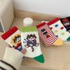 Autumn Women's Socks, Mid-calf Socks, Cartoon Cat Through-pile Socks, Student Socks for Women