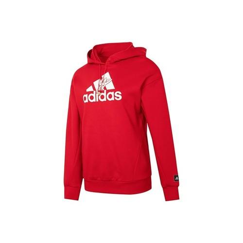 adidas Letter Logo Cartoon Bunny Print Sports Casual Hoodie for Women, Red M красный