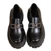 Plus Size 35-42 British Style Thick Soled Black Women's Leather Shoes New Spring and Autumn Thick Heel Loafers Women's Pumps