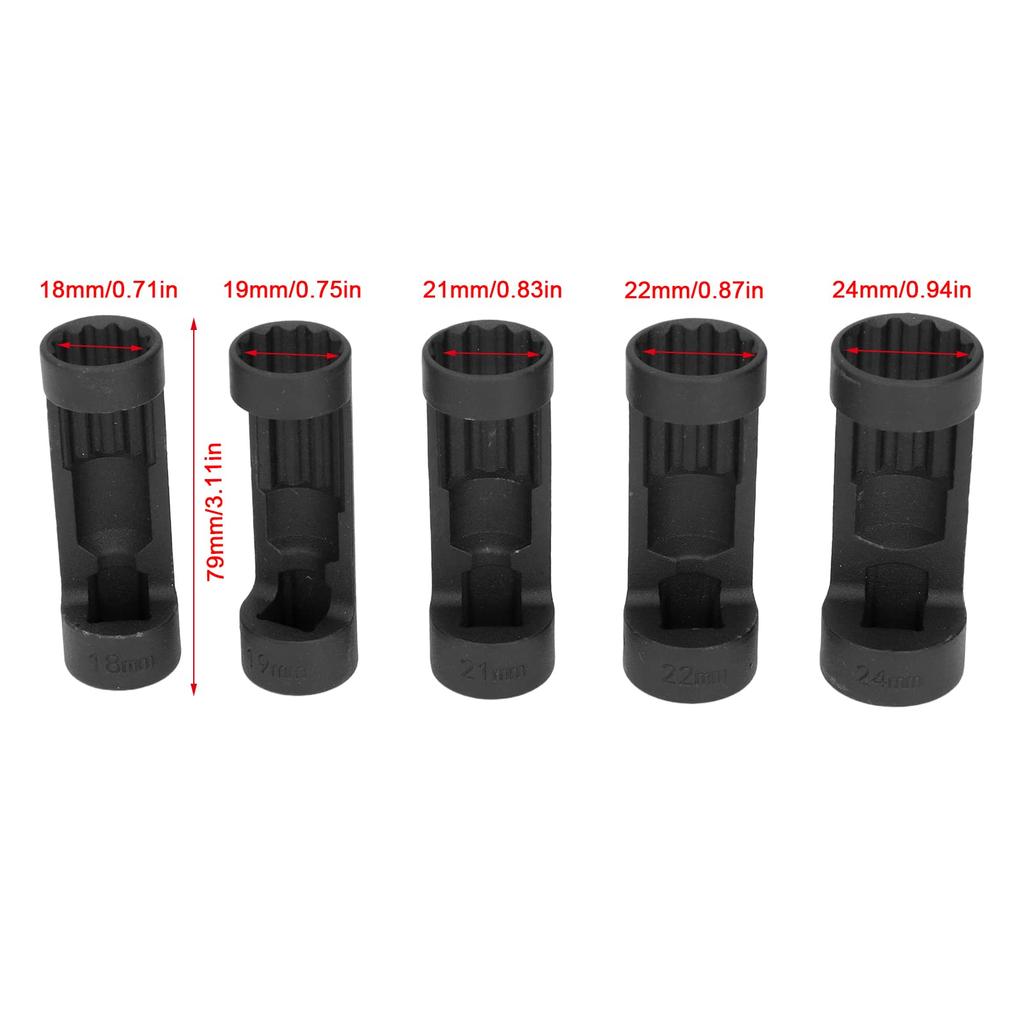 Strut Nut Sockets 5pcs Strut Nut Socket Set Suspension Strut Socket 1/2" Drive for 18-24mm Car Repair Tools