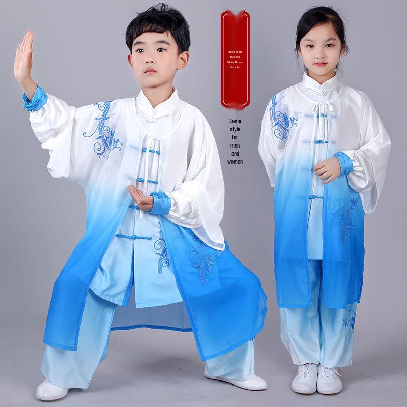 XSZ Градиентный костюм для выступлений по тайцзи и ушу для детей - Костюм для соревнований и тренировок для мальчиков и девочек 12 [140-145cm]