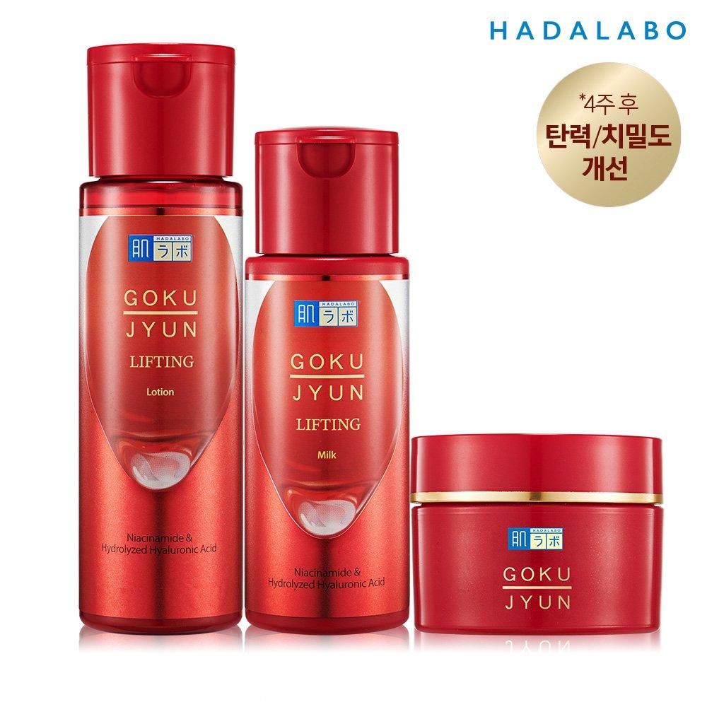 

Hada Labo Gokujyun Lifting 3 типа (Лосьон 170мл + Молочко 140мл + Крем 50г)
