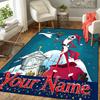 Custom 1Pc Skeleton Santa Flannel Personalized Rug Non Slip Floor Mat Soft Carpet for Living  Bedroom Office Home Decor Gift