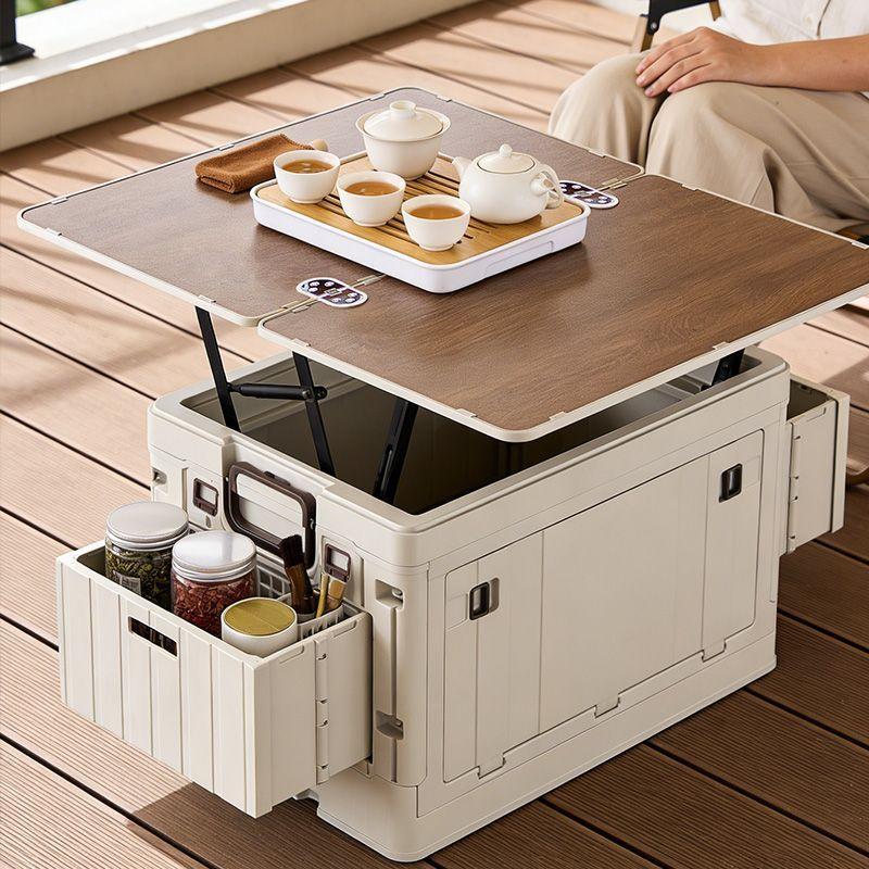Portable folding outdoor camping table Thickened multi-functional integrated storage box Mobile table Camper table Dual-purpose