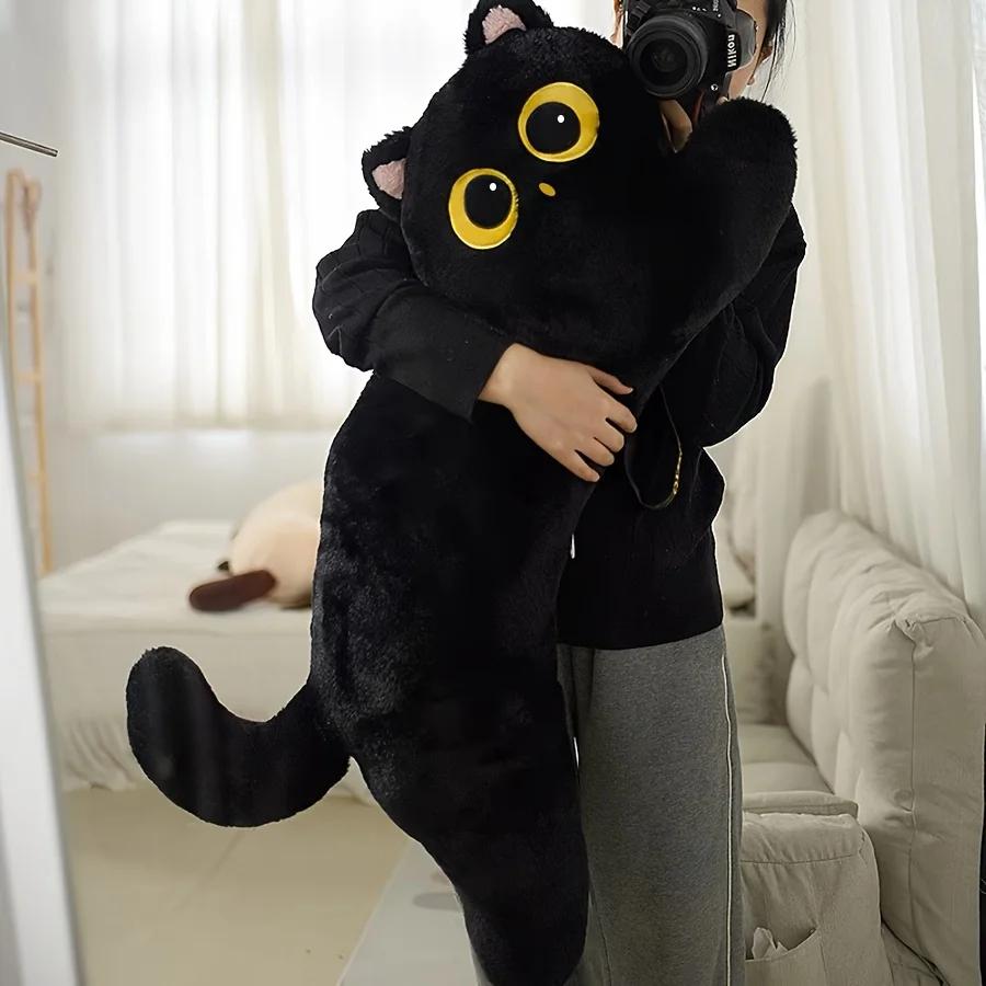 Logic Cat Doll Plush Toy Black Cat Plush Pillow Bedhead Long Pillow Dormitory Sleeping Leg Clamp Pillow Sofa Cushion Home Use