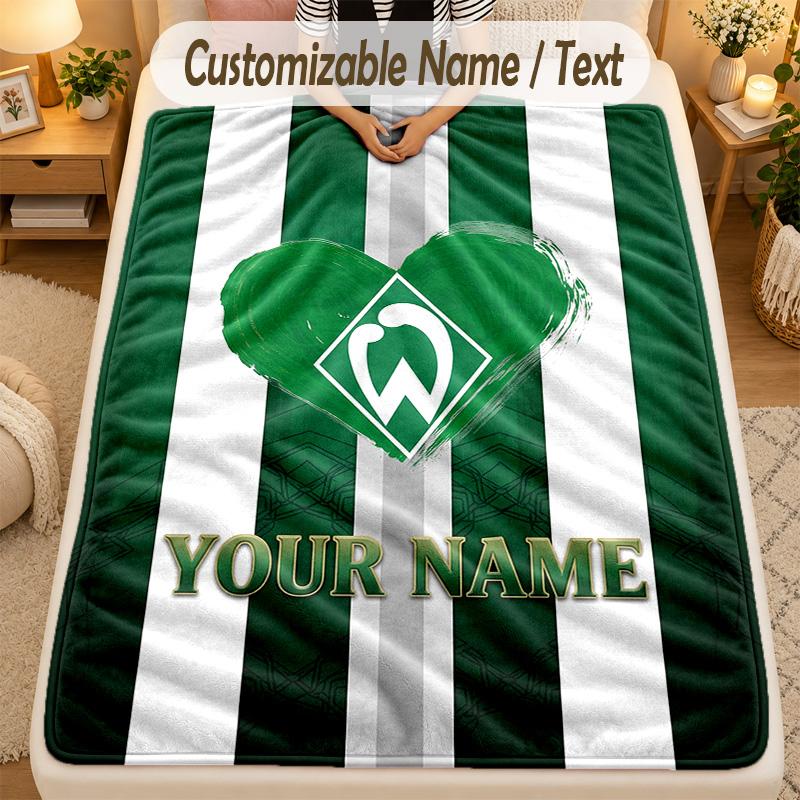 Flannel BlanketWerder Bremen FC Custom Name Text Personalized Soft Warm Throw Blanket Home Decor Gift