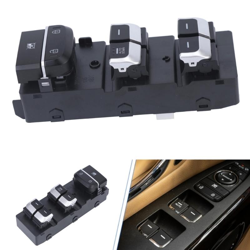 Driver Window Switches Button Panel for Replacement Use, 4 Button Layout with Upper Lock Buttons, ABS Housing, Part 93571D4000 for Repair Work