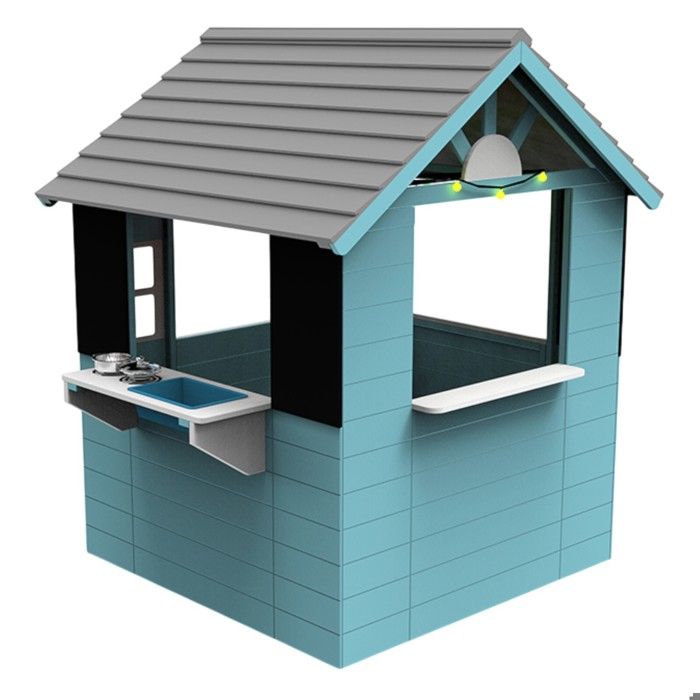 Maison de jeu enfant - GINGER HOME - Cuisine intégrée - Bois de sapin - Extérieur 110×103×137,5 cm