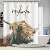 Customizable Name Personalized Shower Curtain Featuring a Cuddly Cow Head Luxury Home Decor Item for Bathroom