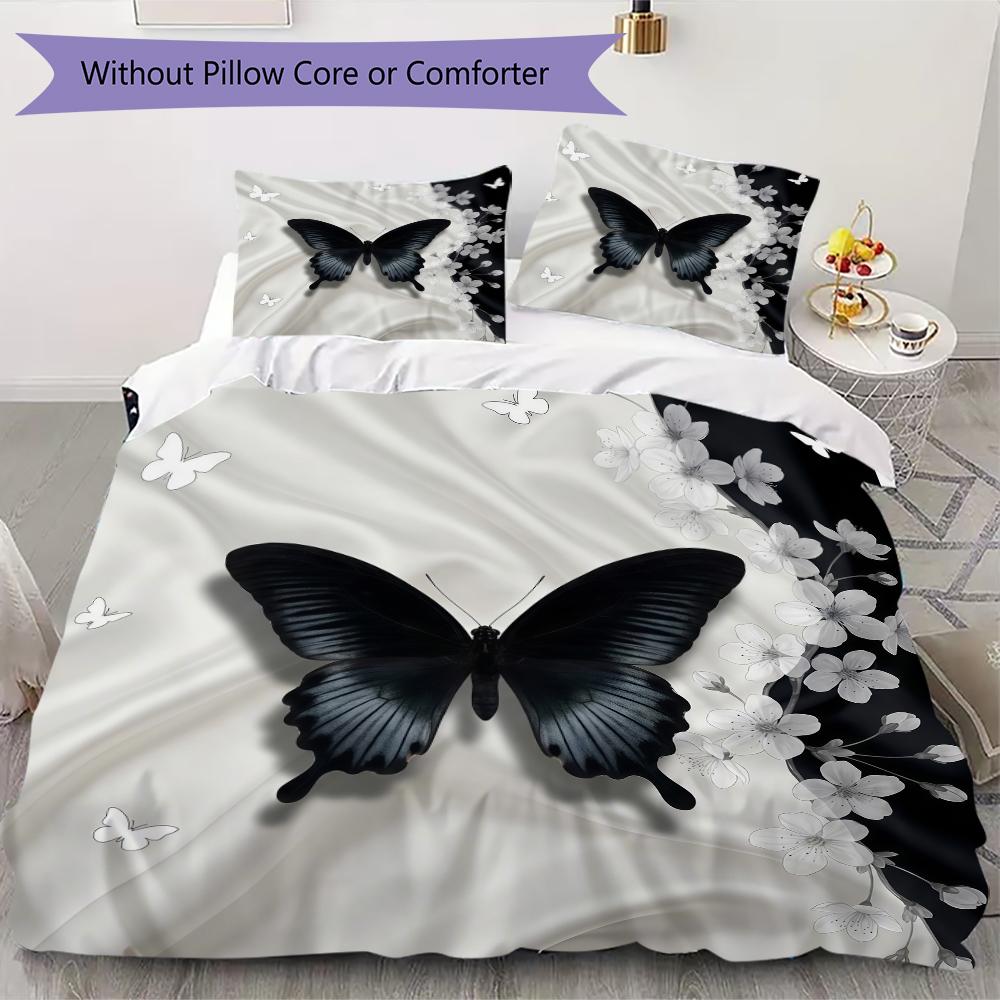Silk Monochrome Pattern Bedding uilt Set uilt Cover Pillowcase Home Decoration Birthday Gift (1 * duvet cover + 2 * pillowcase without core)