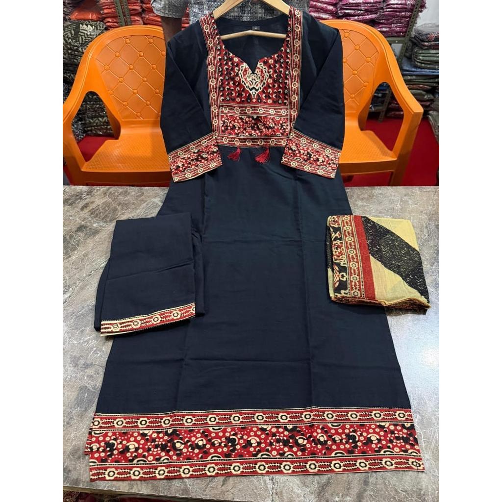 Indian Bollywood Cotton Salwar Suit Women Designer Ethnic Kurta Pant Dupatta Set
