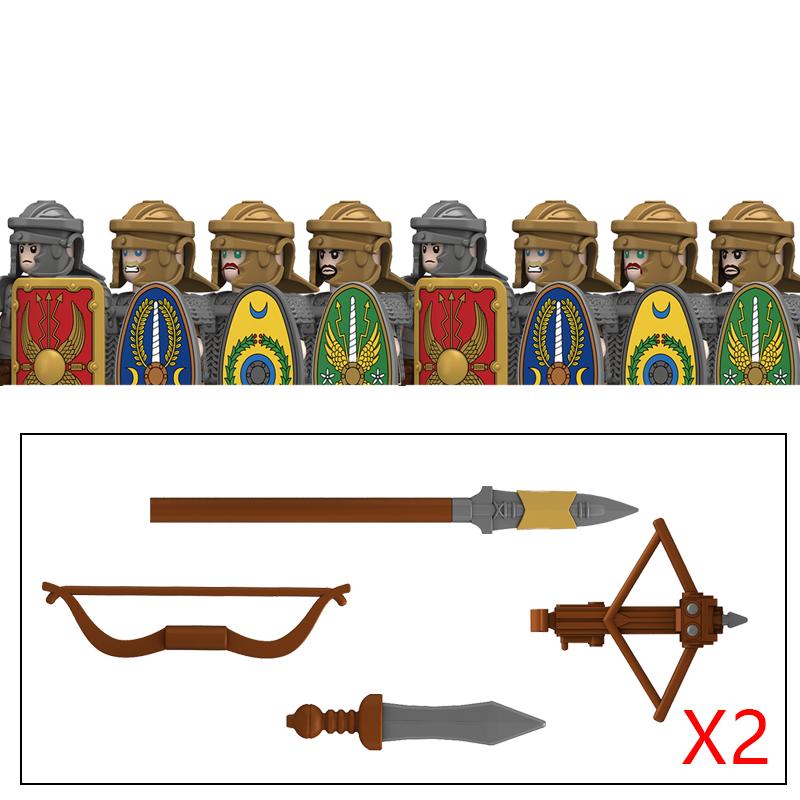 Middle Roman Series Building Blocks Castle Medieval Military Knight Soldier Figures Legion Army Warrior Shield Bricks Toys Gifts