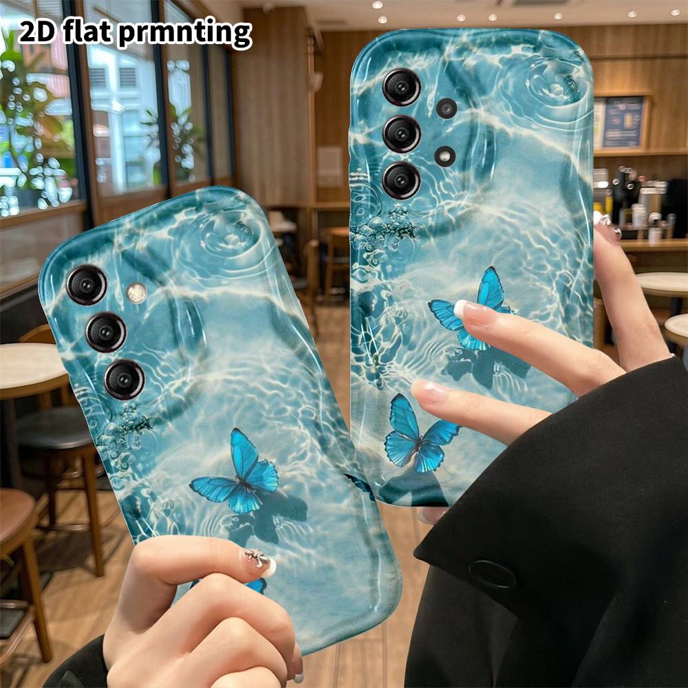 Phone Case: 2D Flat Samsung Galaxy A34 A35 M05 M06 S20 S22 S21 FE Plus 5G Protective Case, Blue Flash Butterfly, Christmas and Halloween Gift