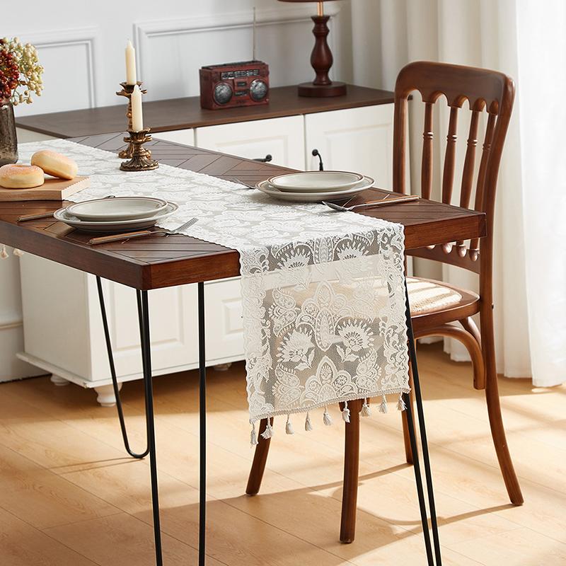 White Table Runner Decorative White Tablecloth Accessorie Kitchen Aesthetic Decoration Living Room Desk Accessorie Home Decor