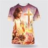 God Religion 3D Printed T-Shirt for Men Christ Jesus Pattern Street Short Sleeve Loose Oversized Tops Tees Daily Casual T Shirts
