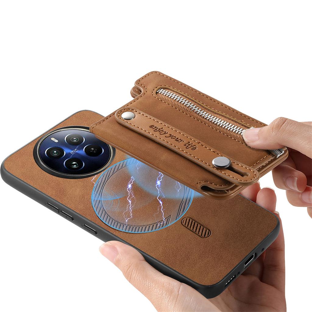2 in 1 Detachable Magnetic Cards Solt Zipper Wallet Leather Wristband Case For OPPO Reno 13 Pro 5G 12 11F 11 A58 A78 Bag Cover