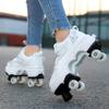 Boys Girls Student Edition Roller Skates Adult Children's Walking Roller Skates with Telescopic Wheels