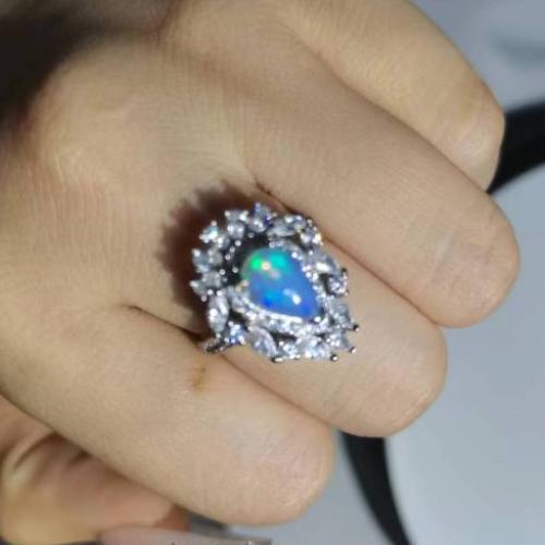 

Натуральный африканский опал цвета огненного циркона Кольцо из натурального камня