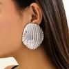IngeSight.Z Vintage Metal Big Oval Stripe Stud Earrings for Women Punk Gold Color Geometric Earrings Party Jewelry Gift 2026