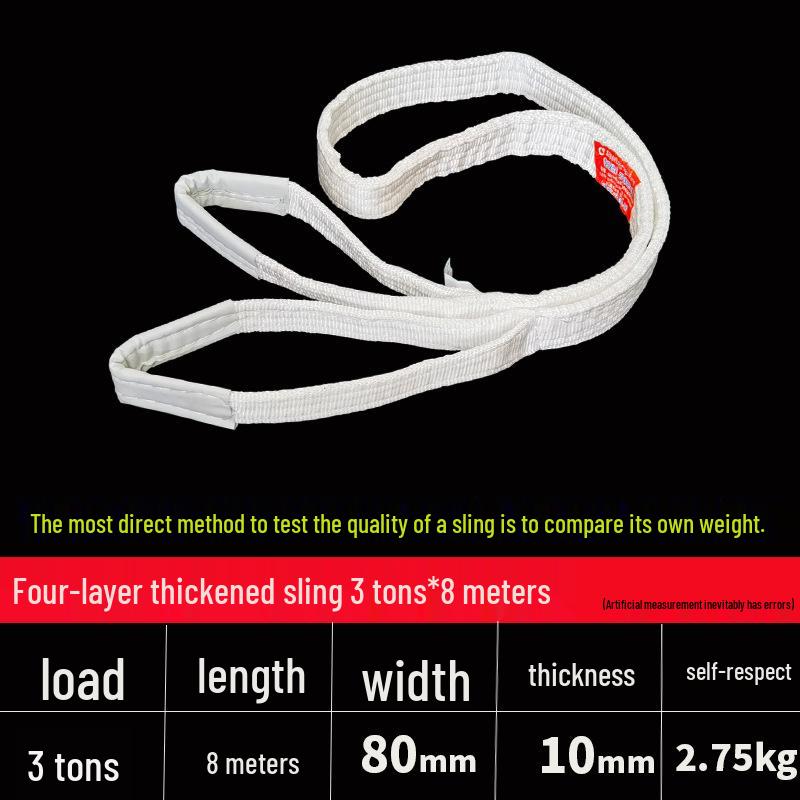 Thickened Acid-Washed Polypropylene Lifting Sling, Canvas Tie-Down Strap for Crane, Hoist, or Forklift