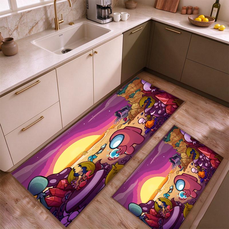 Among Us Kitchen floor mat made of flannel non-slip and easy to clean Suitable for use in the kitchen bedroombathroom or at an entryway—adding a cozy