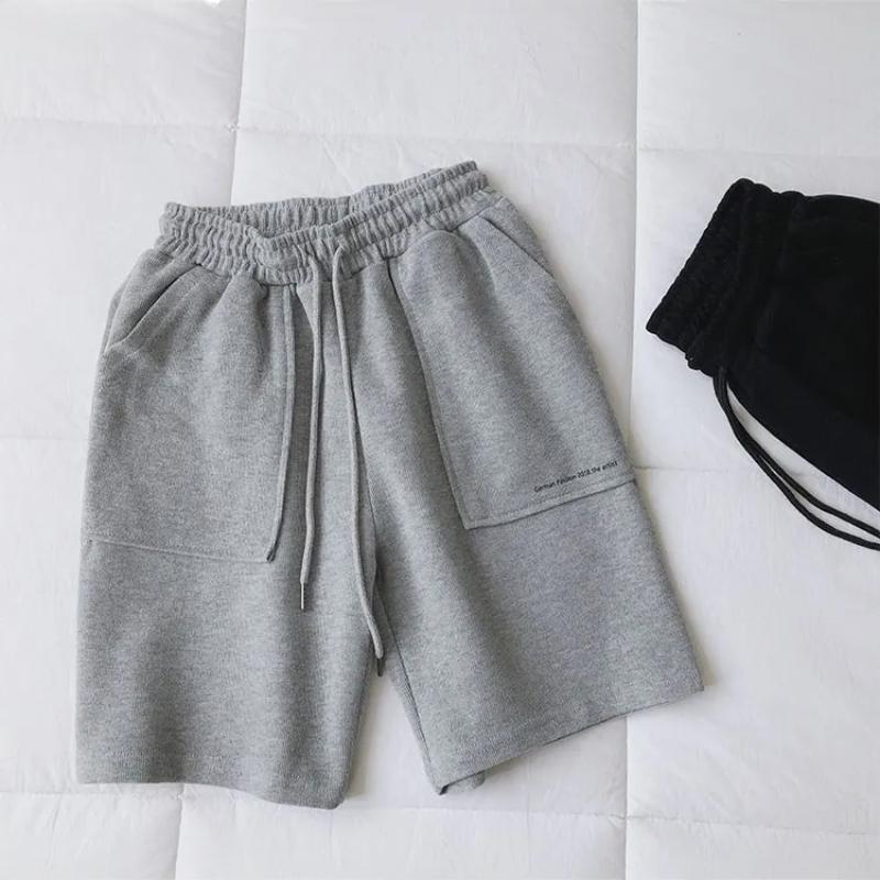 European and American Y2K Summer High Waist Wide Leg Solid Color Casual Knee Length Harajuku Shorts