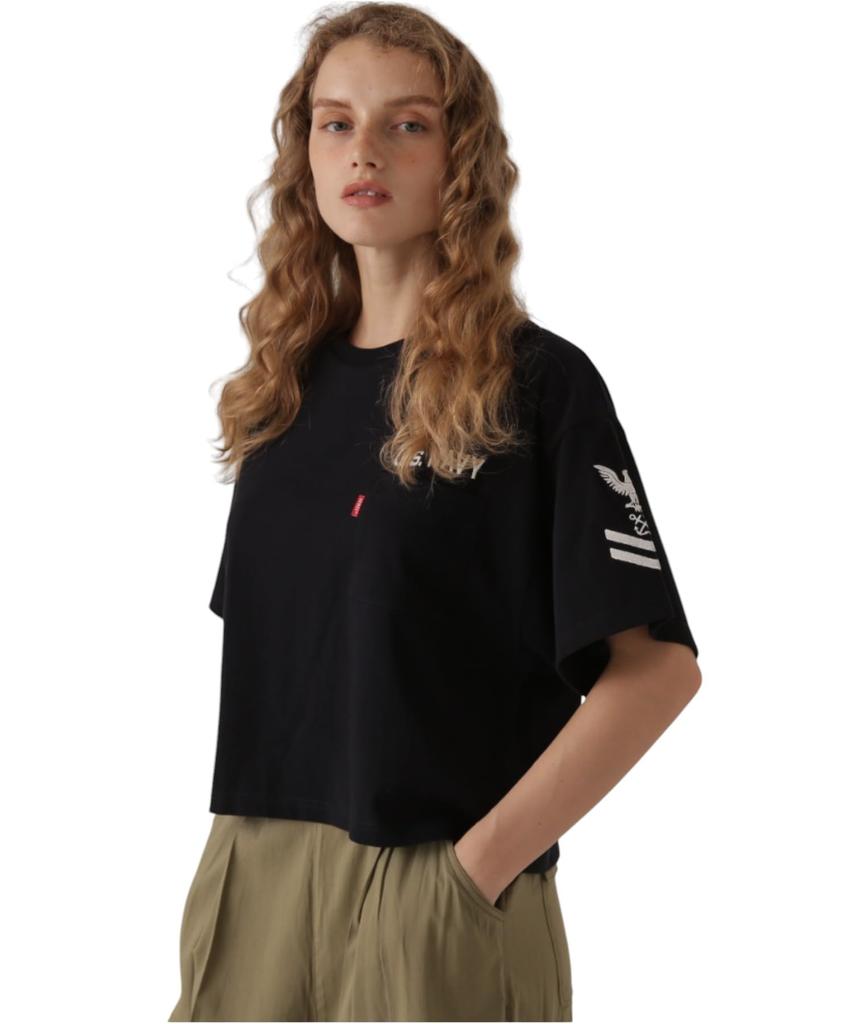Avirex NAVAL POCKET SHORT T-SHIRT, Women's, Size F 120, Navy, 783-5935601