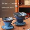 Heat Resistant Ceramic Drip Coffee Filter Handcrafted Blue Glazed Sophisticated Designs For Home Brewing