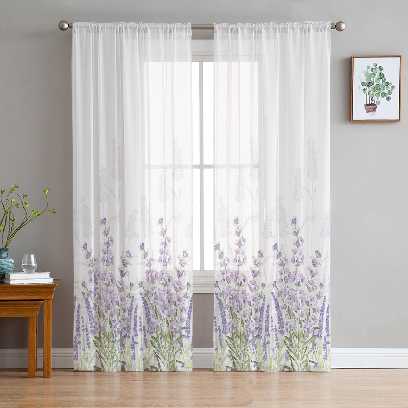 

Flower Garden Translucent Drape ideal for Living Room Voile ideal for Window Shades Bedroom Space Tulle Drape Kitchen Area Cortinas Hall Drapes 1 PCS W100XH250cm&Rod Pocket