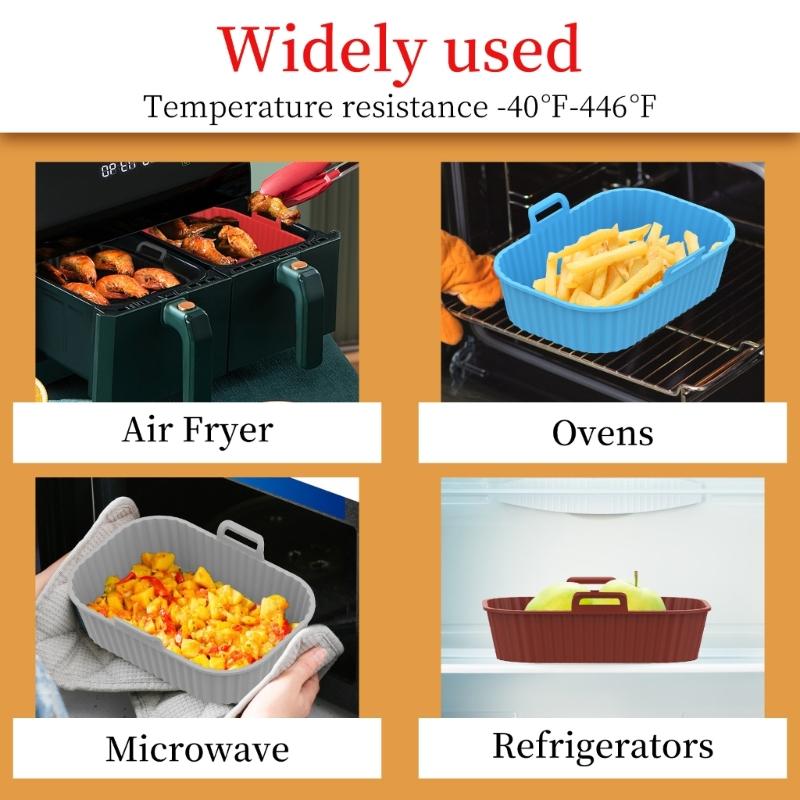 Rectangular/Round Air Fryer Pad NonStick Silicone Mat Reusable Air Fryer Accessories Silicone Material for Air Fryer